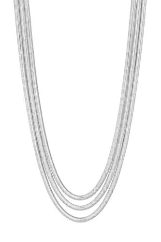 Womens Recycled Sterling Silver Plated Multi Row Snake Chain Necklace - Gift Pouch - - One Size - Inicio - Modalova
