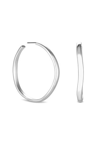 Womens Recycled Sterling Silver Plated Molten Hoop Earrings - Gift Pouch - - One Size - Inicio - Modalova