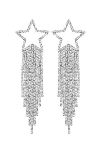 Womens Silver Crystal Star Diamante Drop Earrings - - One Size - NastyGal UK (+IE) - Modalova