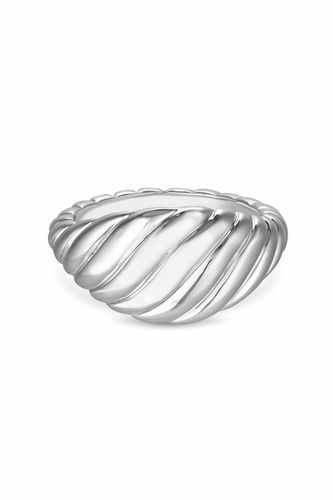 Womens Recycled Sterling Silver Plated Textured Polished Ring - Gift Pouch - - S - Inicio - Modalova