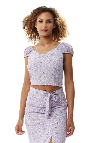 Womens Floral Button Up Front Top In Lilac - - 8 - NastyGal UK (+IE) - Modalova