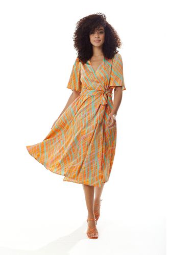 Womens Midi Wrap Dress in Scribble Print - 8 - Liquorish - Modalova