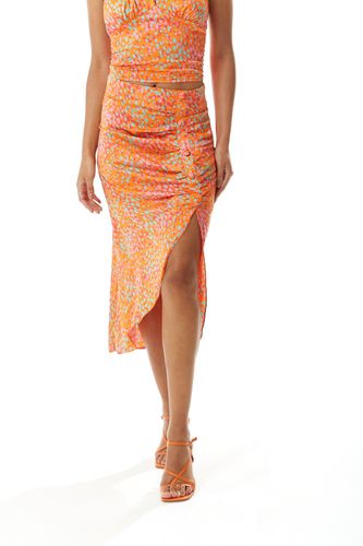 Womens Midi Skirt with Gathering and Buttons on front in Print - 8 - Liquorish - Modalova