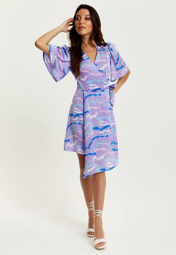 Womens Mini Abstract Zebra Print Wrap Dress In Lilac - - 8 - Liquorish - Modalova