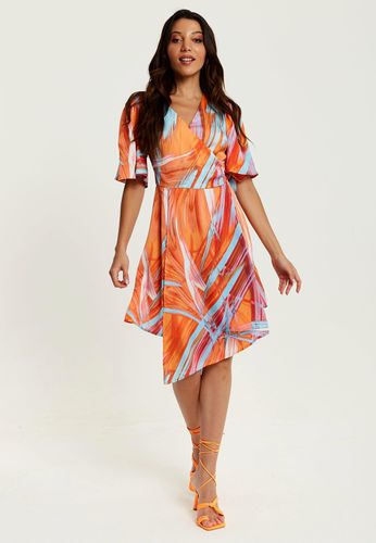 Womens Mini Abstract Print Wrap Dress in - 10 - Liquorish - Modalova