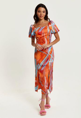 Womens Abstract Print Midi Dress With a Square neck and Low Back in - 8 - NastyGal UK (+IE) - Modalova