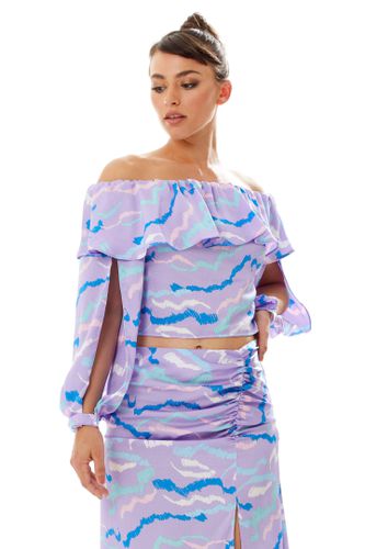 Womens Ruffle Long Sleeve Off The Shoulder Top With Sleeve Slits in Lilac - - 14 - NastyGal UK (+IE) - Modalova