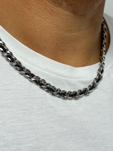 Silver and Black Woven Chain - - 16 inches - SVNX - Modalova