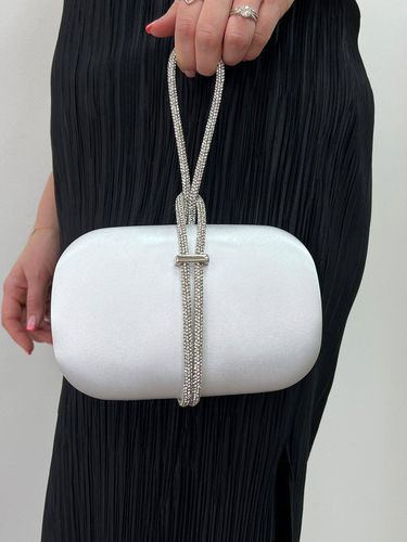 Womens Silver Clutch bag with Crystal Stap Handle - - One Size - SVNX - Modalova