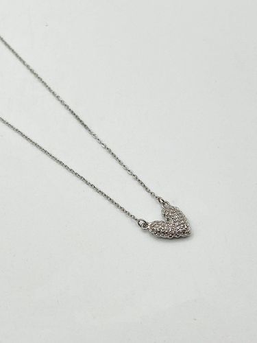 Womens Diamante Heart Pendant Necklace in silver - - One Size - SVNX - Modalova