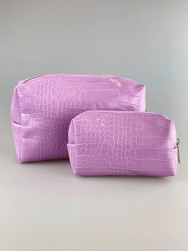 Womens Ingrid Croc Effect Cosmetic Bag - 2 Pack - - One Size - NastyGal UK (+IE) - Modalova