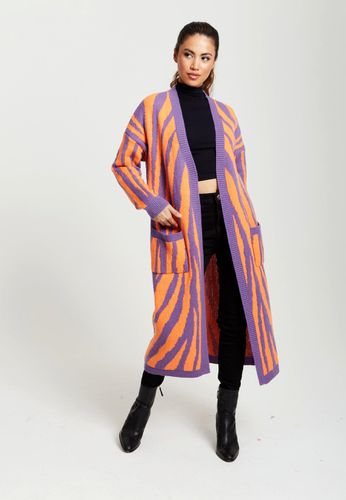 Womens Longline Cardigan In And Purple - M - Liquorish - Modalova