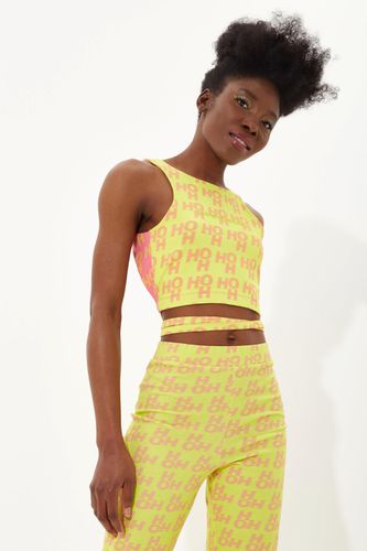 Womens Printed Jersey Crop Top With Open Back In Contrast Colours - - L - House of Holland - Modalova