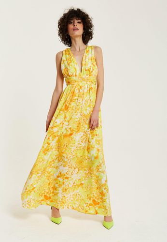 Womens And Orange Floral Print V-Neck Maxi Dress - 8 - Liquorish - Modalova