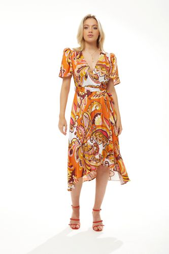 Womens Fake Wrap Midi Dress In Floral - 14 - NastyGal UK (+IE) - Modalova