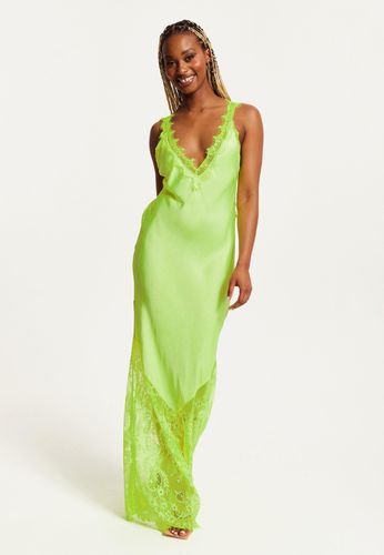 Womens Lace Detailed V-Neck Maxi Dress In Bright - One Size - Liquorish - Modalova