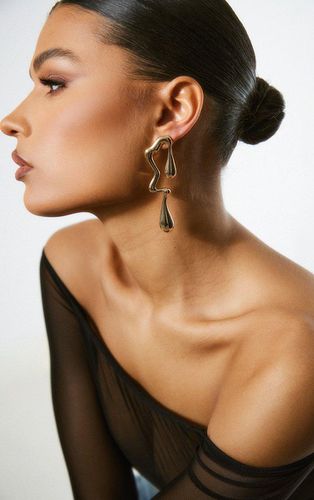 Womens Gold Abstract Curved Drop Statement Earrings - - One Size - NastyGal UK (+IE) - Modalova