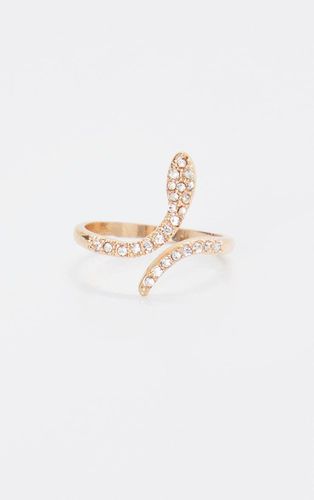 Womens Gold Diamante Delicate Snake Ring - - M/L - NastyGal UK (+IE) - Modalova