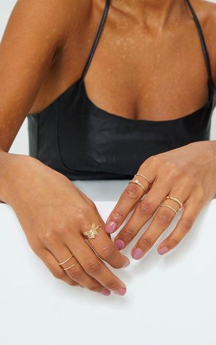 Womens Gold Butterfly And Mixed Ring 7 Pack - - One Size - NastyGal UK (+IE) - Modalova
