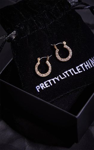 Womens Real Gold Plated Diamante Mini Hoop Earrings - - One Size - NastyGal UK (+IE) - Modalova