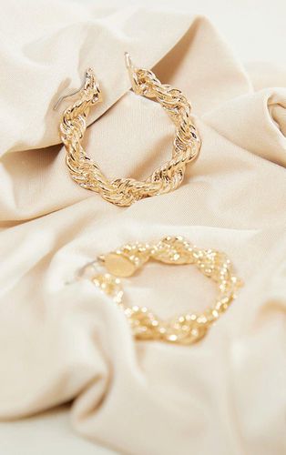 Womens Gold Twisted Textured Hoop Earrings - - One Size - NastyGal UK (+IE) - Modalova