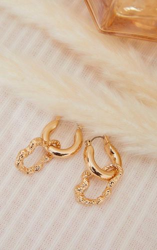 Womens Gold Hammered Link Hoop Earrings - - One Size - NastyGal UK (+IE) - Modalova