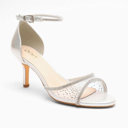 Womens Shimmer Mesh Diamante Heeled Sandal - - 7 - Quiz - Modalova
