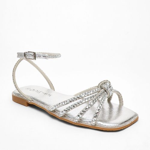 Womens Wide Fit Foil Diamante Flat Sandals - - 8 - NastyGal UK (+IE) - Modalova