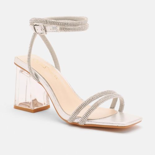Womens Wide Fit Diamante Clear Block Heeled Sandals - - 5 - NastyGal UK (+IE) - Modalova