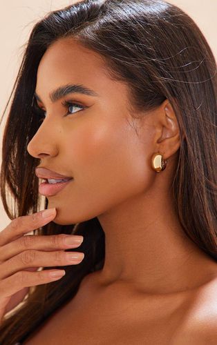 Womens Real Gold Plated Wide Thick Small Hoop Earrings - - One Size - NastyGal UK (+IE) - Modalova