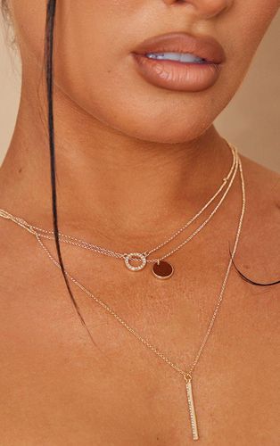 Womens Gold Diamante Circle & Drop Pendant Necklace - - One Size - NastyGal UK (+IE) - Modalova