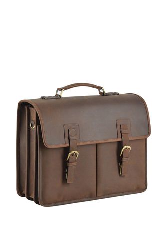 Gareth' Triple Gusset Heavy Duty Real Leather Briefcase - - One Size - NastyGal UK (+IE) - Modalova