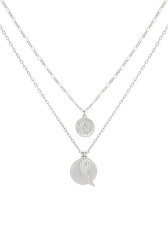 Womens Silver 'Serenity' Layered Charm Necklace - - One Size - Bibi Bijoux - Modalova