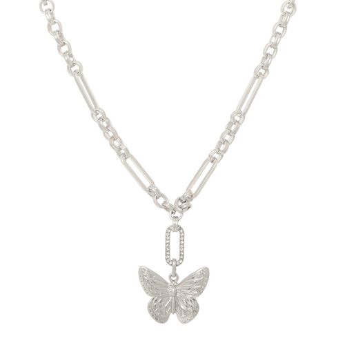 Womens Silver 'Serene Wings' Butterfly Necklace - - One Size - Bibi Bijoux - Modalova