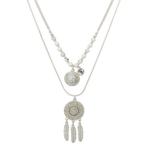 Womens Silver 'Dreamcatcher' Layered Necklace - - One Size - Bibi Bijoux - Modalova