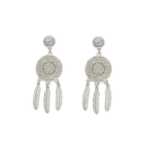 Womens Silver 'Dreamcatcher' Statement Drop Earrings - - One Size - Bibi Bijoux - Modalova