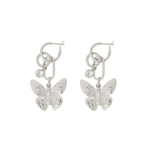 Womens Silver 'Serene Wings' Interchangeable Hoop Earrings - - One Size - Bibi Bijoux - Modalova