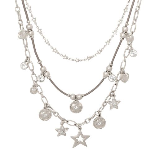 Womens Silver 'Stellar Harmony' Layered Necklace - - One Size - Bibi Bijoux - Modalova