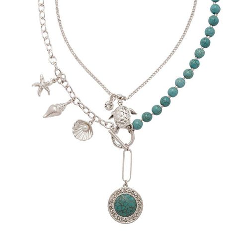 Womens Silver 'A Summers Dream' Layered Charm Necklace - - One Size - Bibi Bijoux - Modalova