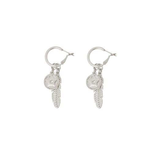 Womens Silver 'Celestial Feather' Interchangeable Hoop Earrings - - One Size - Bibi Bijoux - Modalova