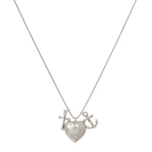 Womens Silver 'Faith, Hope & Charity' Heart Locket Necklace - - One Size - Bibi Bijoux - Modalova