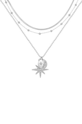 Womens Silver Eternal Star Layered Necklace - - One Size - Caramel Jewellery London - Modalova
