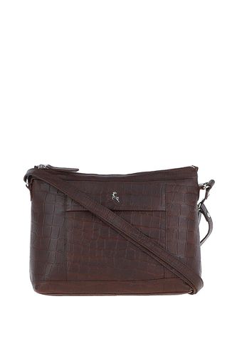 Womens 'Luxury' Croc Print Real Leather Shoulder Bag - - One Size - Ashwood Leather - Modalova