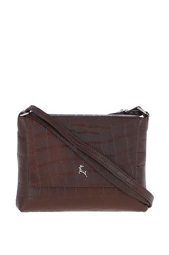 Womens 'Rosea' Flap Over Croc Print Real Leather Shoulder Bag - - One Size - Ashwood Leather - Modalova