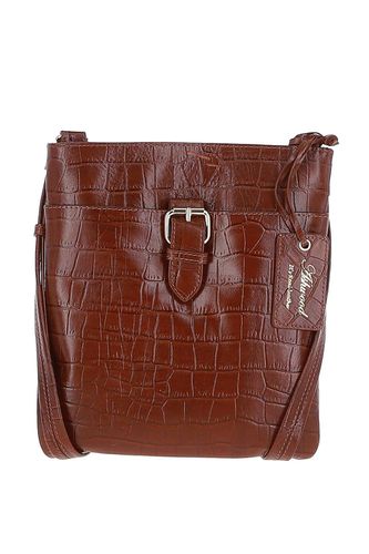 Womens Tab Zip Top Croc Print Real Leather Crossbody Bag - - One Size - Ashwood Leather - Modalova