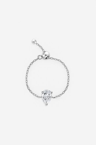 Womens Silver Adjustable Chain Promise Ring With Pear Stone - - One Size - NastyGal UK (+IE) - Modalova