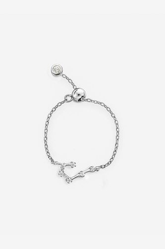 Womens Silver Cancer Adjustable Constellation Zodiac Chain Ring - - One Size - NastyGal UK (+IE) - Modalova