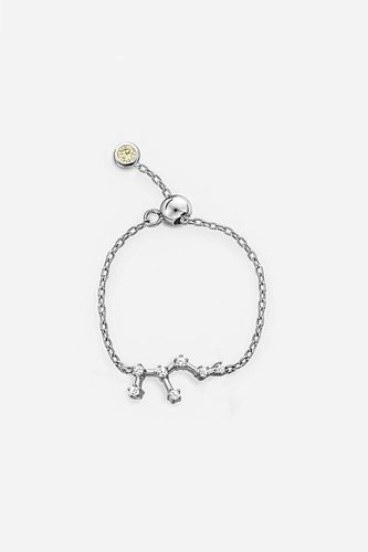 Womens Silver Leo Zodiac Constellation Chain Ring - Adjustable - - One Size - MUCHV - Modalova