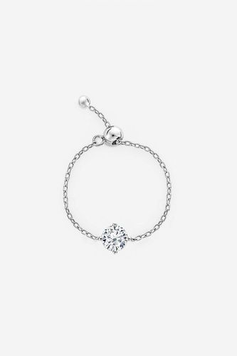 Womens Silver Adjustable Chain Promise Ring With Round Stone - - One Size - NastyGal UK (+IE) - Modalova