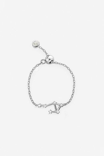 Womens Silver Libra Zodiac Constellation Chain Ring - Adjustable - - One Size - MUCHV - Modalova